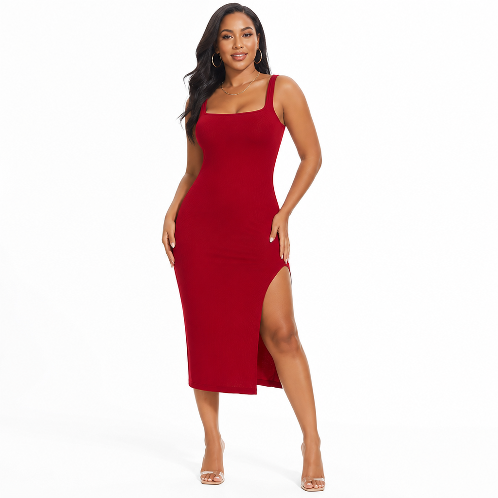 Nahtloses Bodycon-Kleid mit atmungsaktivem Netzfutter Curvay