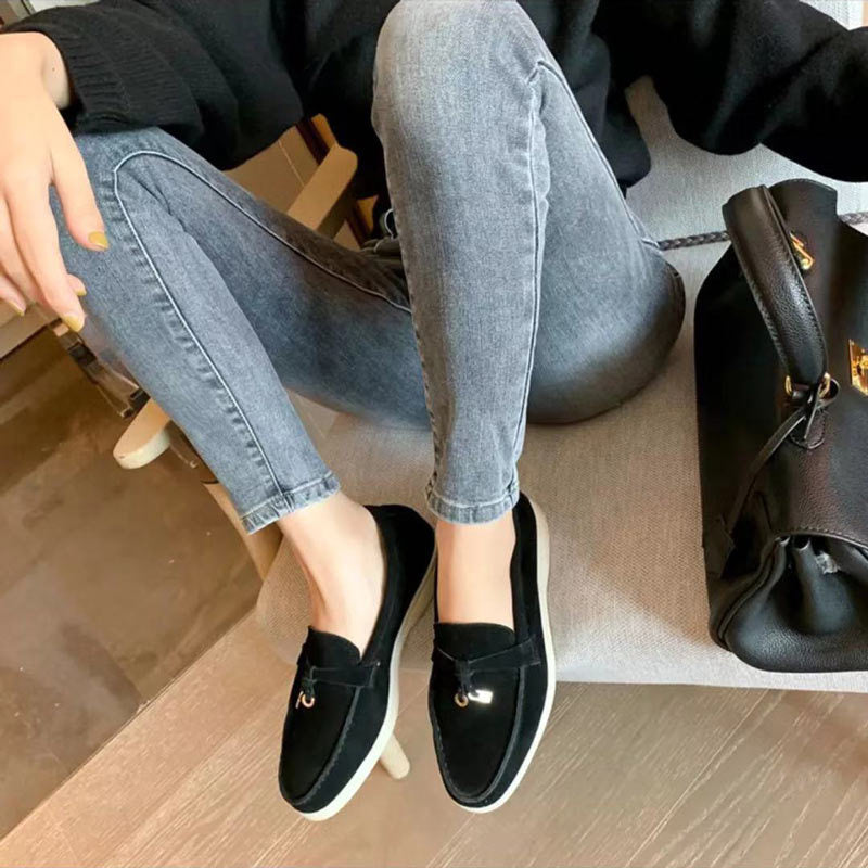 Elegante Damen-Leder Loafer mit Schnallendetail