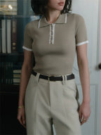 Elegantes Damen-Strick-Poloshirt mit klassischem Kragen