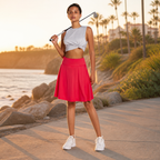 Damen Sommer-Skort mit UPF50+, hoher Taille, Faltenrock, integriertem Futter und Taschen | Freizeit-Sportrock