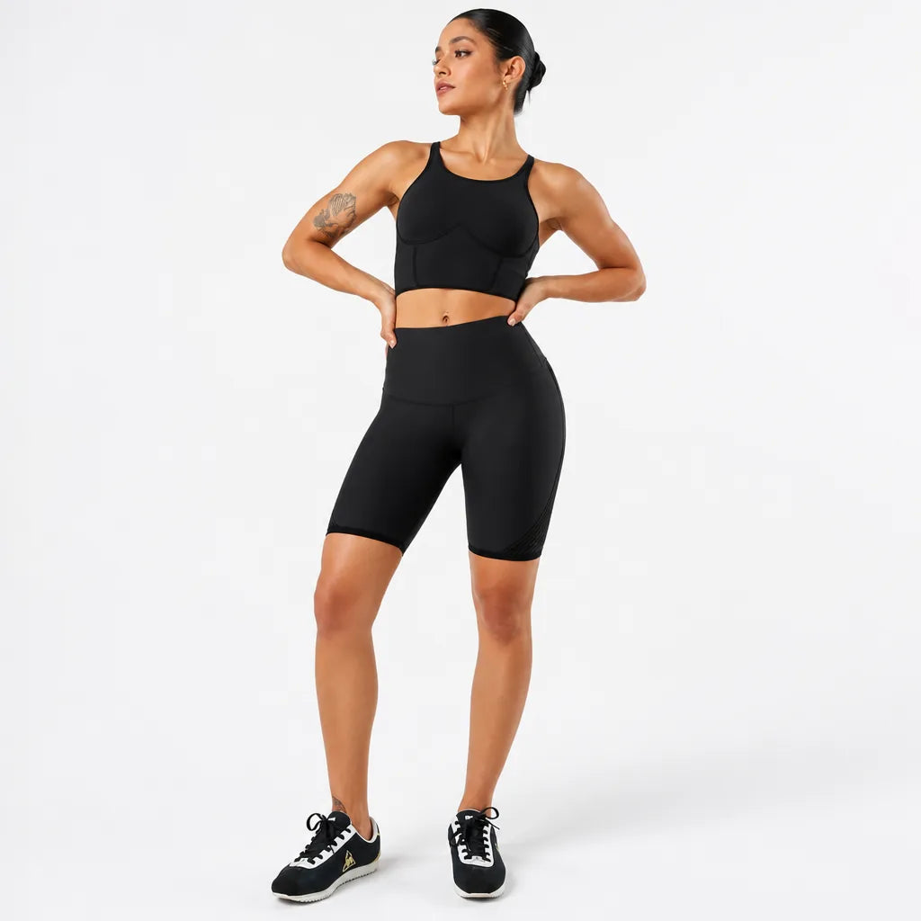 Radlerhose Damen High Waist – Sport Shorts mit Handytasche