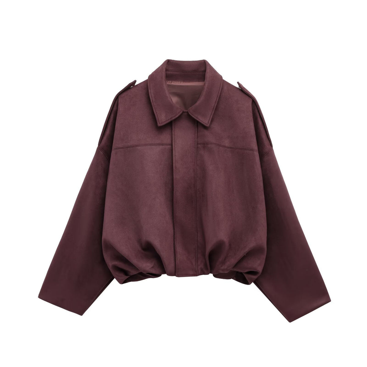 Women’s Oversized Cropped Bomber Jacket with Zipper