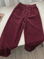 Damen Retro-Kordhose mit hoher Taille, gerades Bein, koreanischer Stil, lässige weite Hose