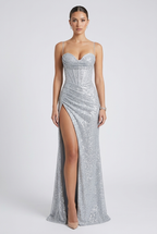 Damen Abend-Maxikleid mit Korsett | Formelles elegantes Abendkleid