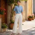 Damen Stehkragen Minimalistische Strukturierte Bluse | Leichte Bluse