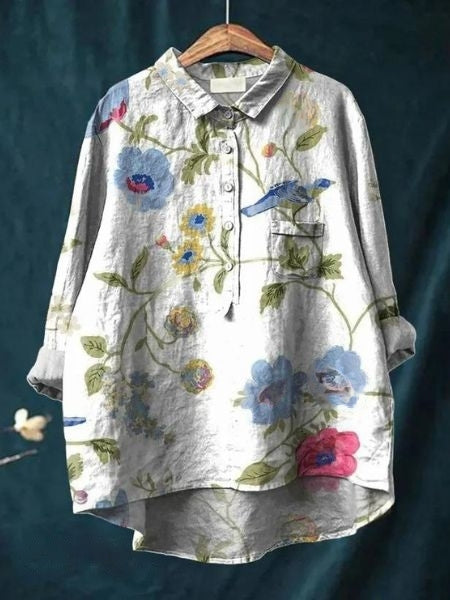 Autumn Blouse with Floral Print for Women - Lightweight Floral Blouse | Perfect for Everyday and Autumn Occasions - Floral 12