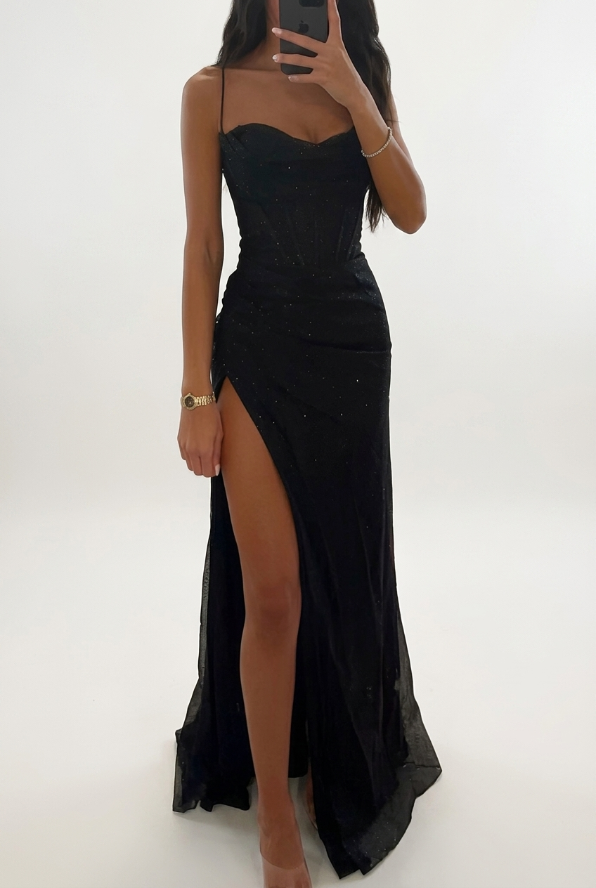 Damen Abend-Maxikleid mit Korsett | Formelles elegantes Abendkleid