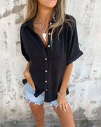 Women's Blouse with Lightweight Design and Relaxed Fit - Black