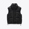 Women's Short Faux Leather Padded Vest