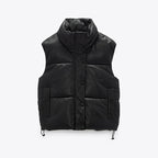 Women's Short Faux Leather Padded Vest