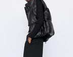 Women's Short Faux Leather Padded Vest