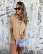 Women's Blouse with Lightweight Design and Relaxed Fit - Brown