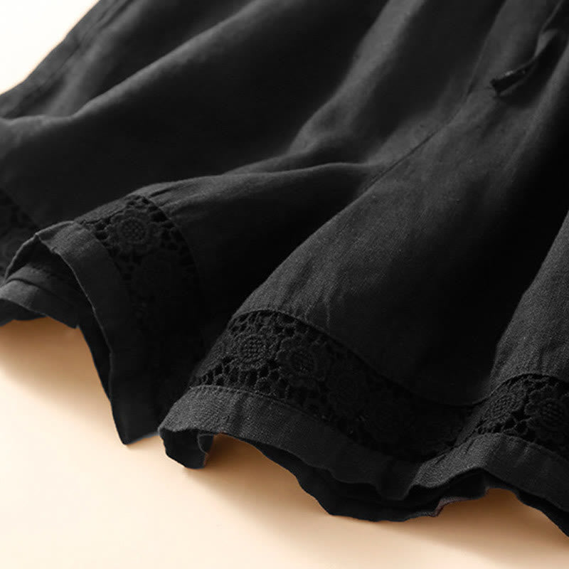 Women's Drawstring Waist Lace Trim Shorts