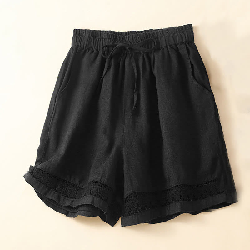 Women's Drawstring Waist Lace Trim Shorts