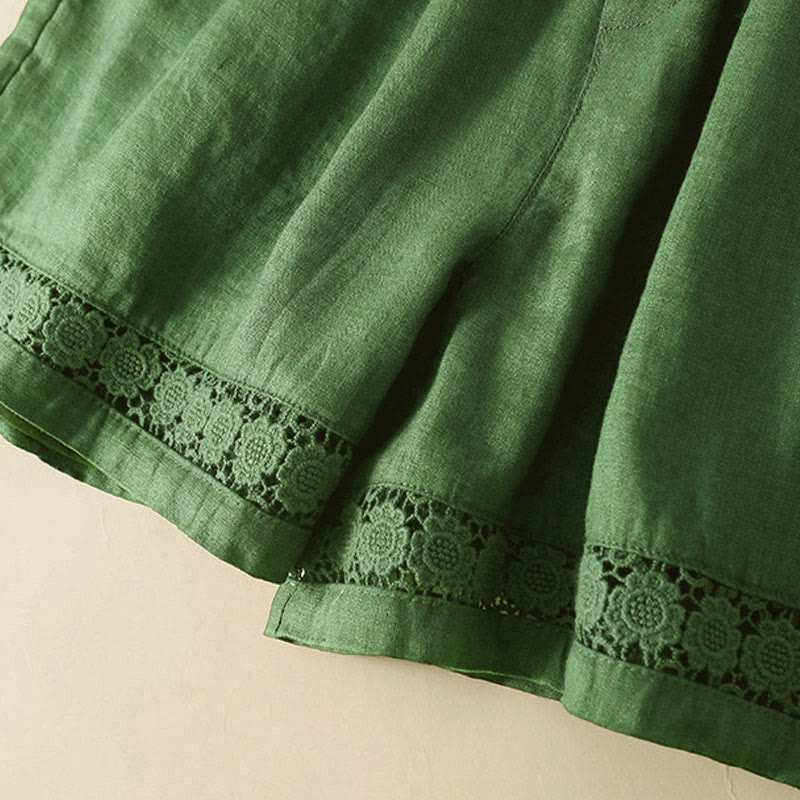 Women's Drawstring Waist Lace Trim Shorts