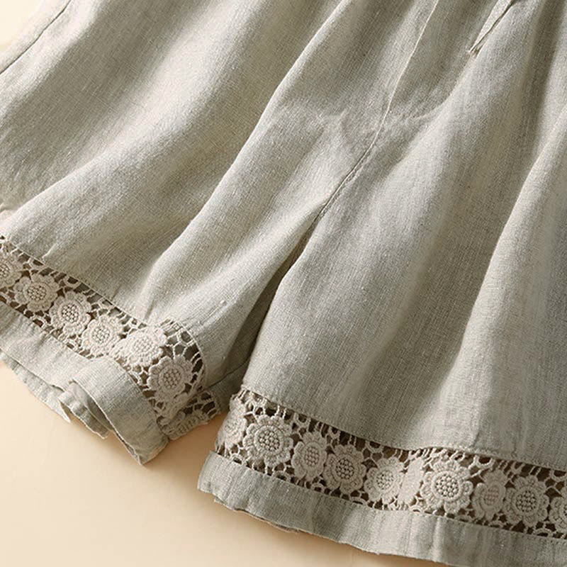 Women's Drawstring Waist Lace Trim Shorts