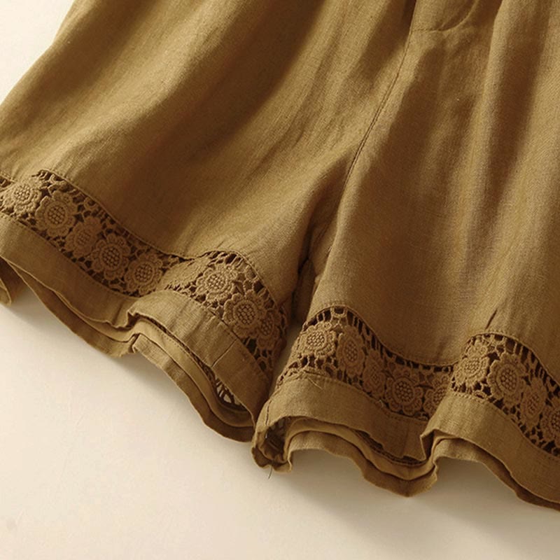 Women's Drawstring Waist Lace Trim Shorts
