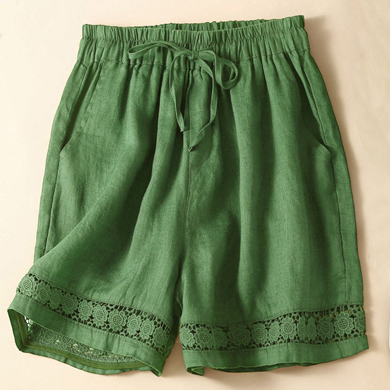 Women's Drawstring Waist Lace Trim Shorts