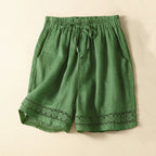 Women's Drawstring Waist Lace Trim Shorts