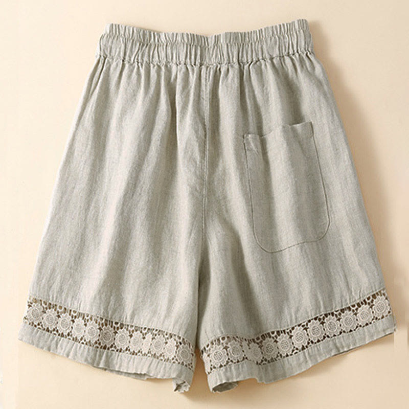 Women's Drawstring Waist Lace Trim Shorts