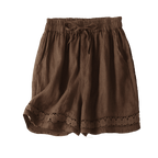 Women's Drawstring Waist Lace Trim Shorts