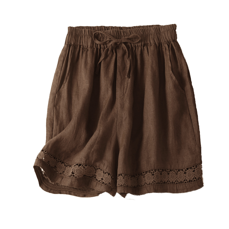 Women's Drawstring Waist Lace Trim Shorts