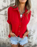 Women's Blouse with Lightweight Design and Relaxed Fit - Red