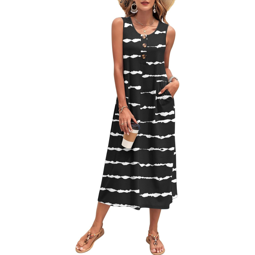 Maxikleid – Leichtes Button-Down-Kleid für Damen