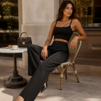 Damen-Hose mit hoher Taille und weitem Bein | Elegante Business-Hose