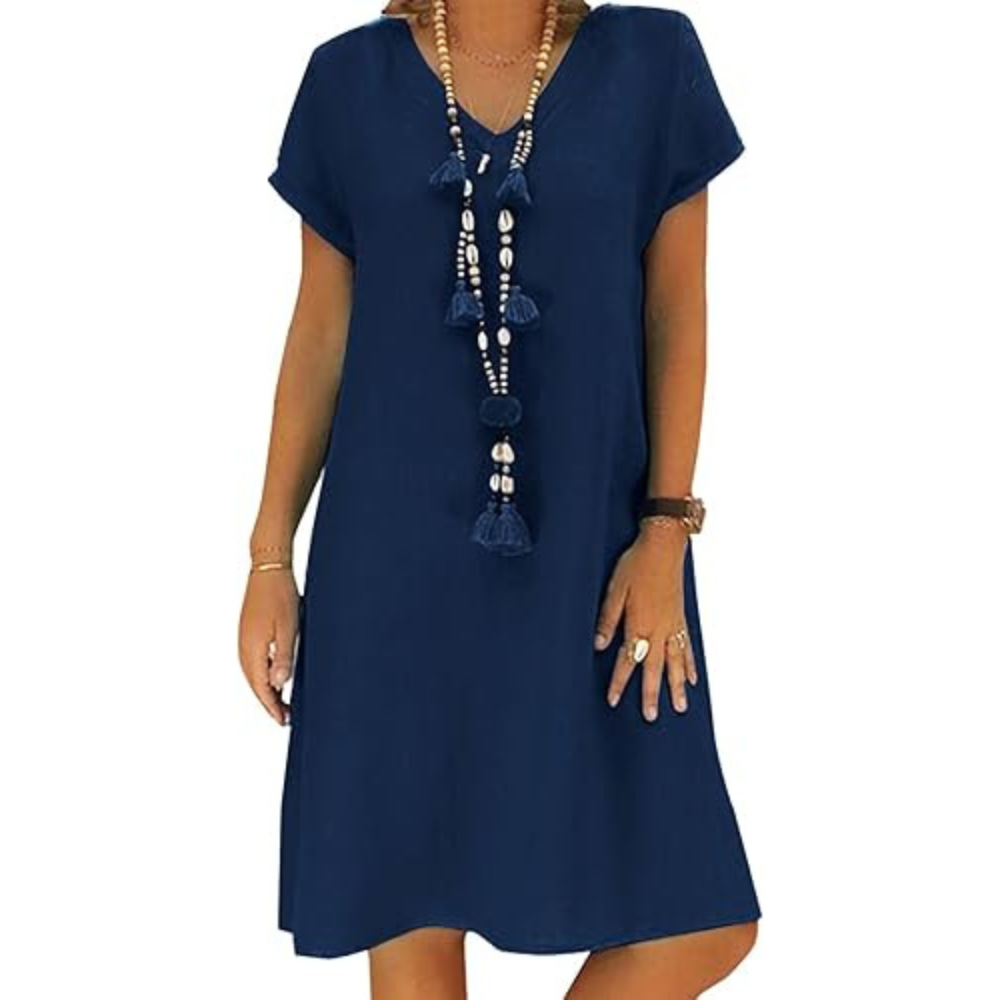 Linen Midi Summer Dress – Lightweight Backless for Women