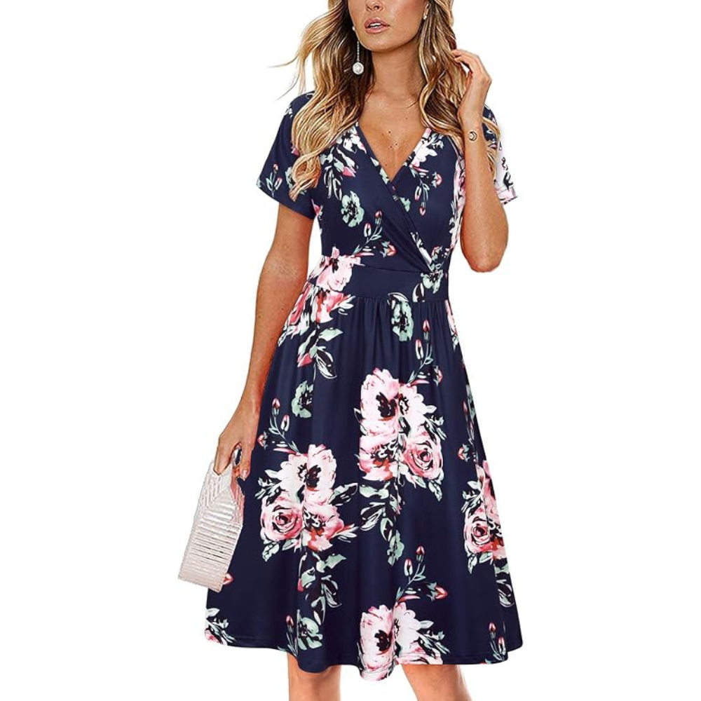 Klassisches Wickel-Sommerkleid – leicht mit Taschen für Damen