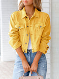 Denim Jacket in Relaxed Fit with Chest Pockets and Button Placket | Perfect for Autumn - Yellow
