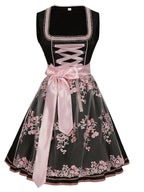 Dirndl Oktoberfest Kostüm Damen Trachten Trägershorts Set mit Corsage