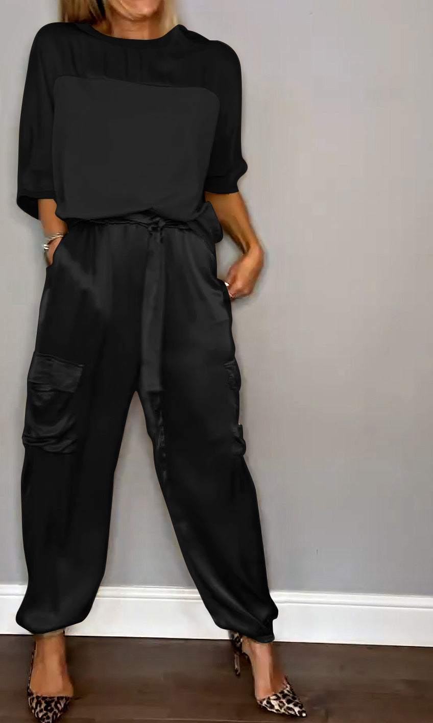 Kamila - Stylish Two-Piece Summer Set - Black