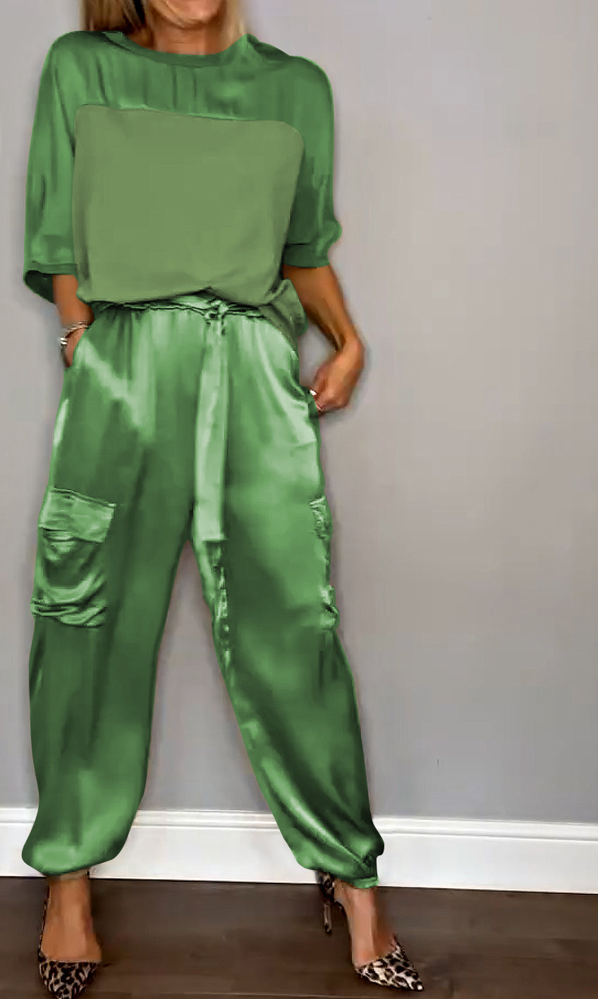 Kamila - Stylish Two-Piece Summer Set - Green