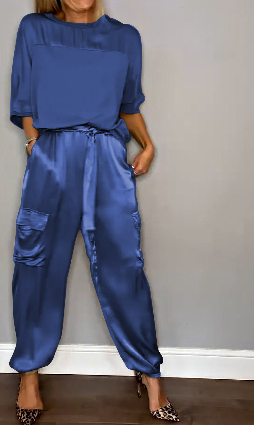 Kamila - Stylish Two-Piece Summer Set - Blue