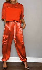 Kamila - Stylish Two-Piece Summer Set - Red