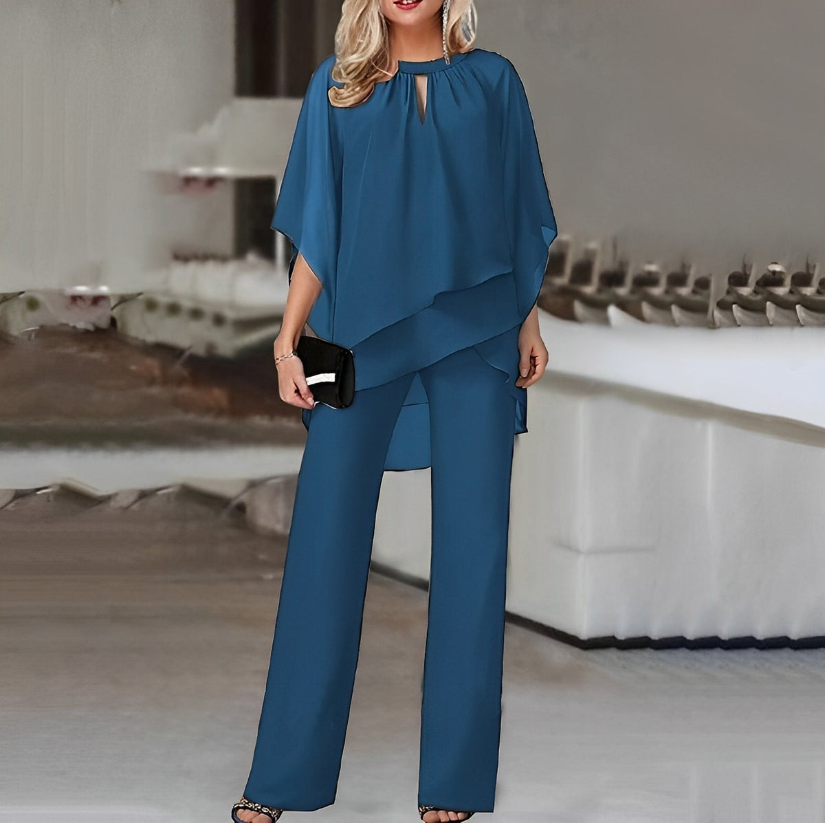 Elegant Two Piece Set Women's Cape Top