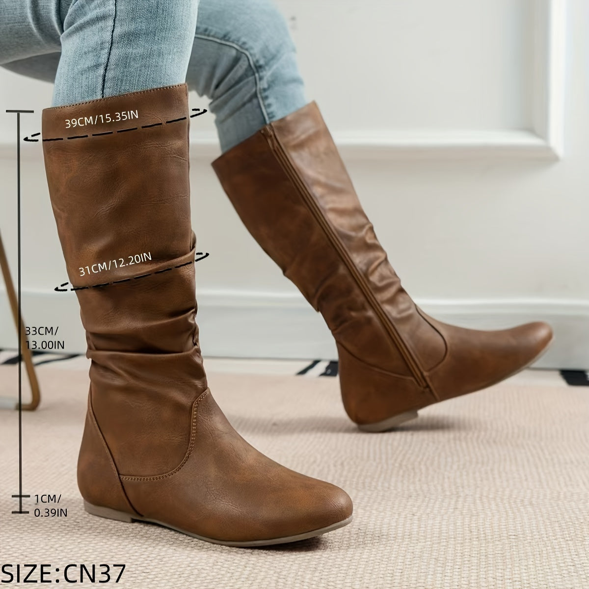 Women's Slouch Mid-Calf Flat Boots