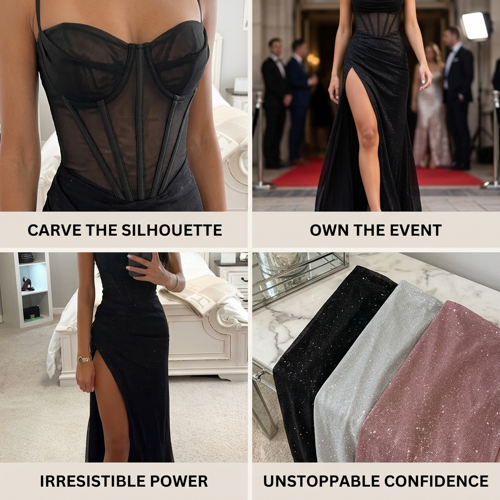 Damen Abend-Maxikleid mit Korsett | Formelles elegantes Abendkleid