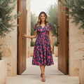 Floral Midi Wrap Summer Dress – Lightweight for Women