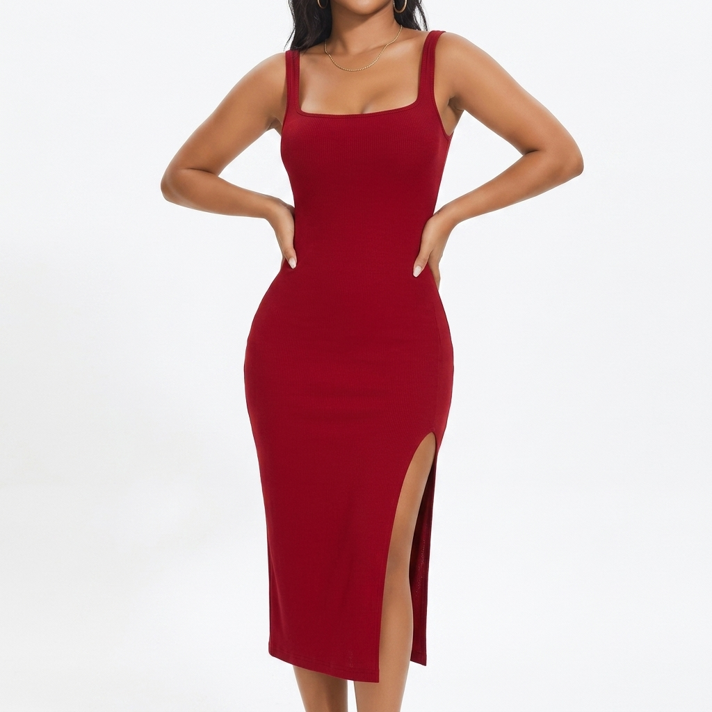Seamless Bodycon Dress with Breathable Mesh Lining Curvay