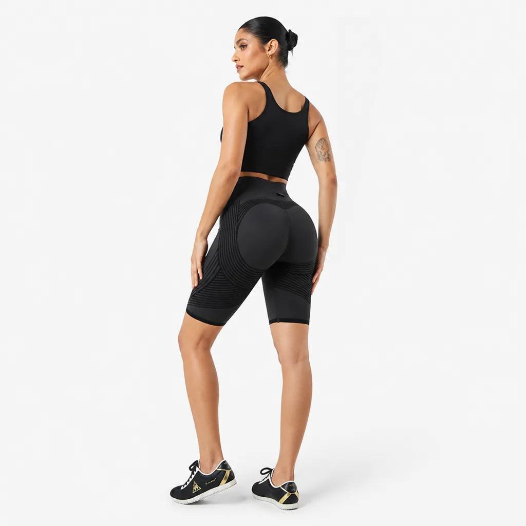 Radlerhose Damen High Waist – Sport Shorts mit Handytasche