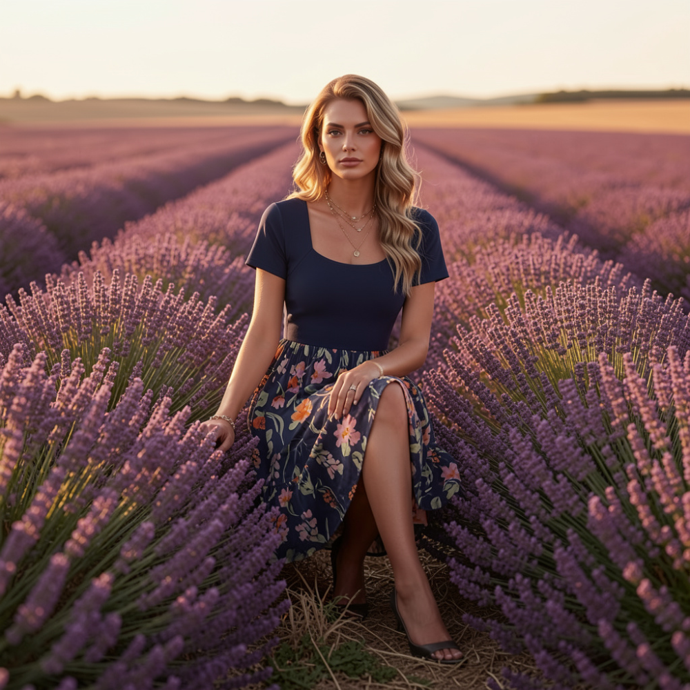 Elegantes Sommerkleid mit quadratischem Ausschnitt – leicht und figurschmeichelnd für Damen