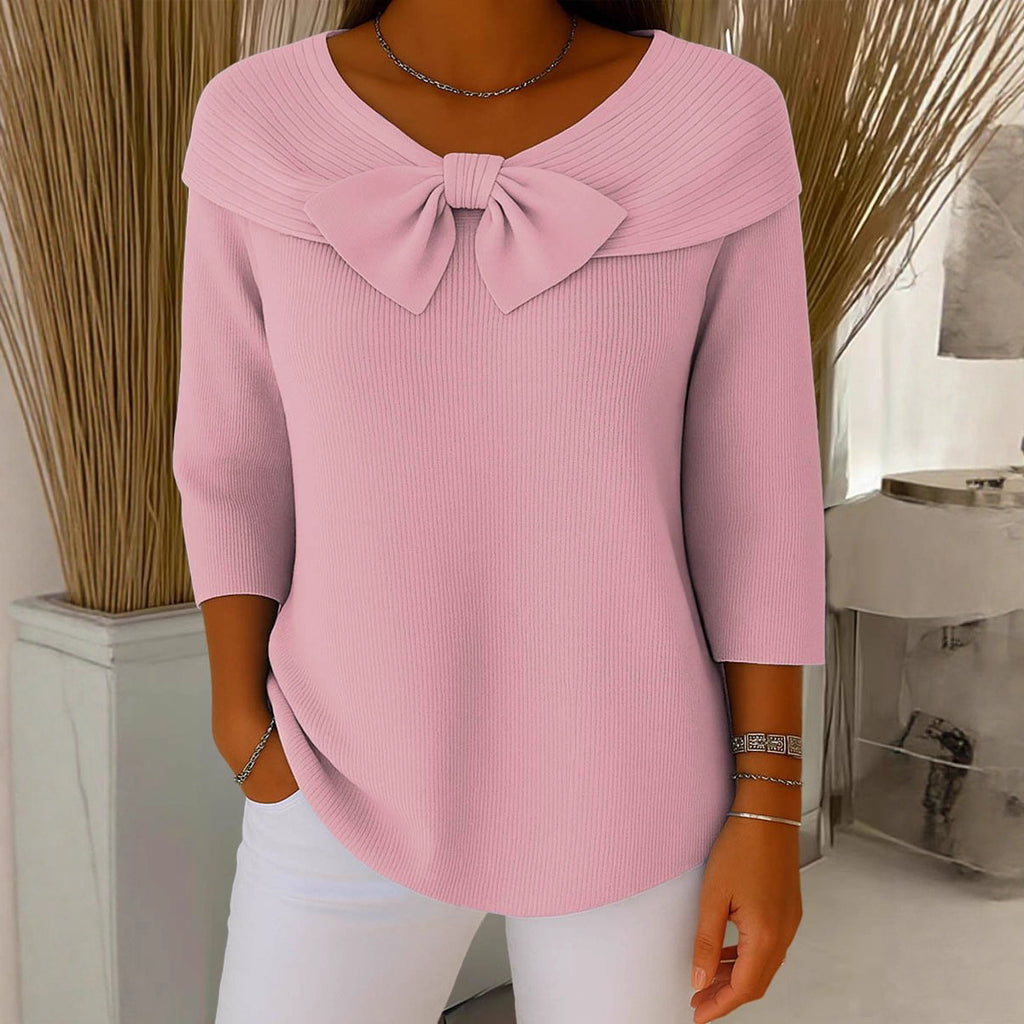 Damen-Poloshirt aus Rippstrick mit Schleife