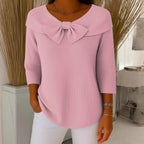 Damen-Poloshirt aus Rippstrick mit Schleife