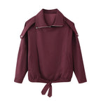 Women’s Burgundy Bomber Jacket with High Collar