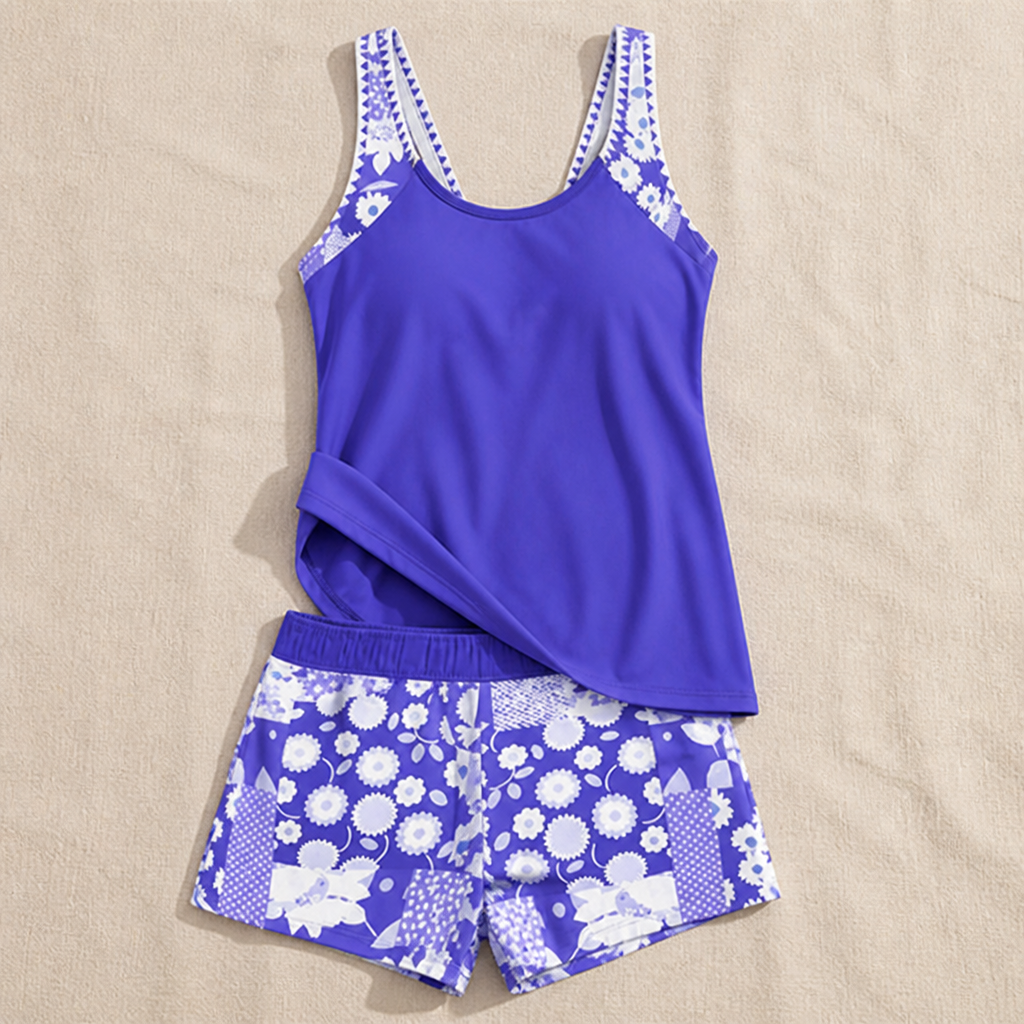 Damen-Tankini-Set mit Tanktop und Shorts | Strandmode-Set