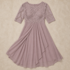 Elegantes Damen-Spitzen-Midikleid | Formelles Cocktailparty-Kleid