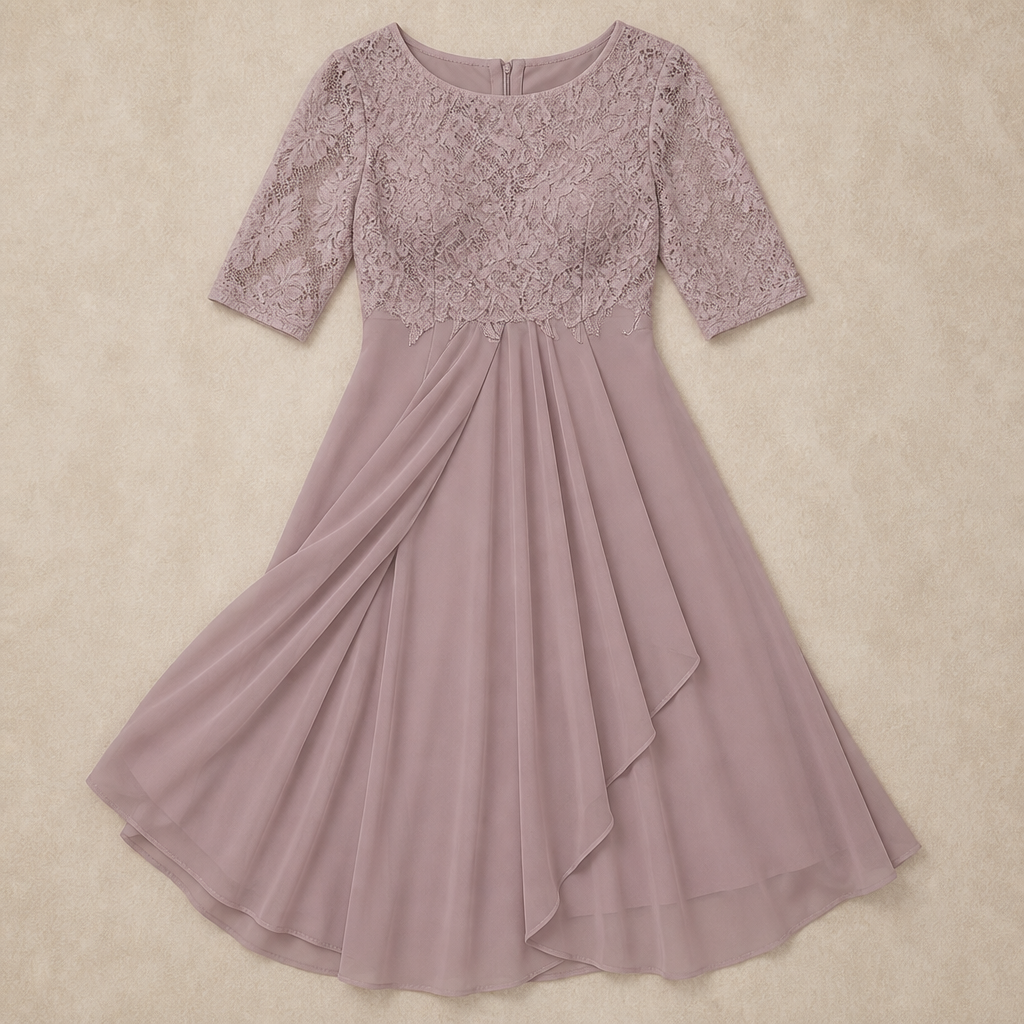 Elegantes Damen-Spitzen-Midikleid | Formelles Cocktailparty-Kleid